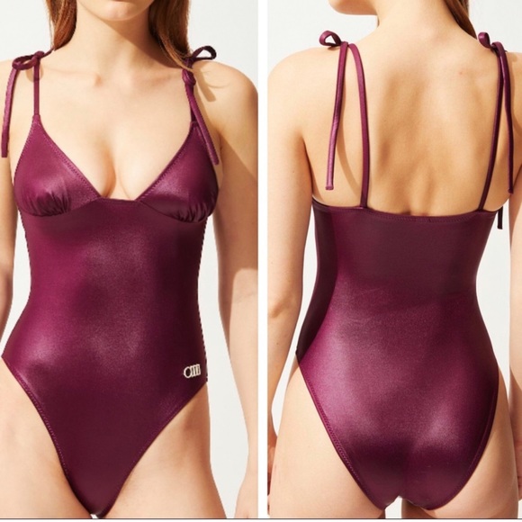 SOLID & STRIPED NWT OLYMPIA SWIMSUIT ONE PIECE EGGPLANT PURPLE XS SMALL - Picture 1 of 6